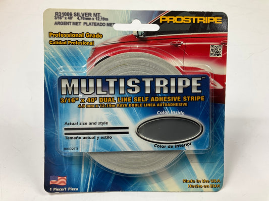 Prostripe R31006 Dual Line Pin Striping Tape, Silver Metallic, 3/16'' X 40'