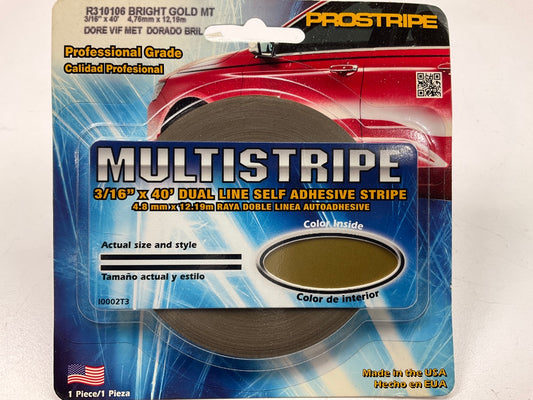 Prostripe R310106 Pinstripe Striping Tape 3/16''x40' Dual Line, Bright Gold Color