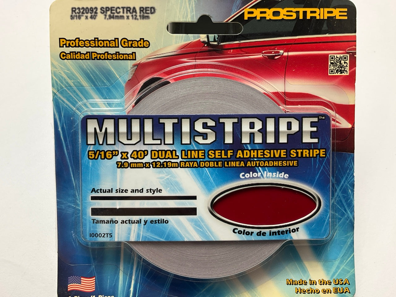 Prostripe R32092 Pinstripe Striping Tape -  Red 5/16'' X 40' Dual Line