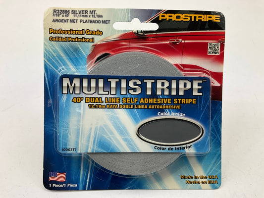 Prostripe R32806 40' X 7/16'' Silver Metallic Multistriping Pinstripe Tape