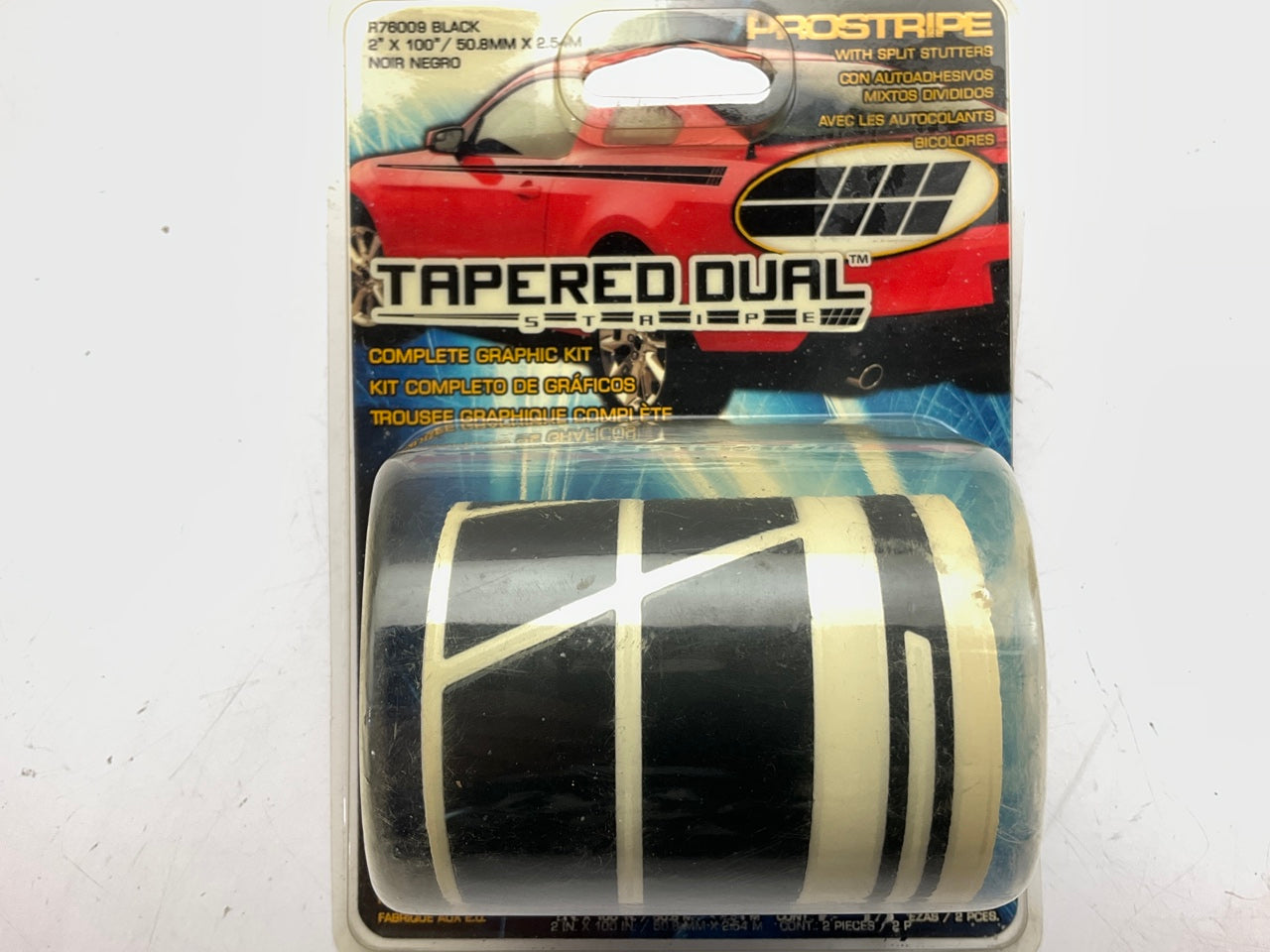 Prostripe R76009 Tapered Dual Pinstripe Striping Tape 2'' X 100'' - BLACK