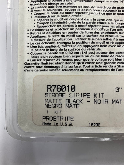 Prostripe R76010 Strobe Stripe Pinstripe Striping Tape 3'' X 84'' - Matte Black
