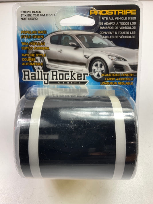 Prostripe R76019 Black Rally Rocker Style Stripe Tape, 3'' X 20' Striping Tape