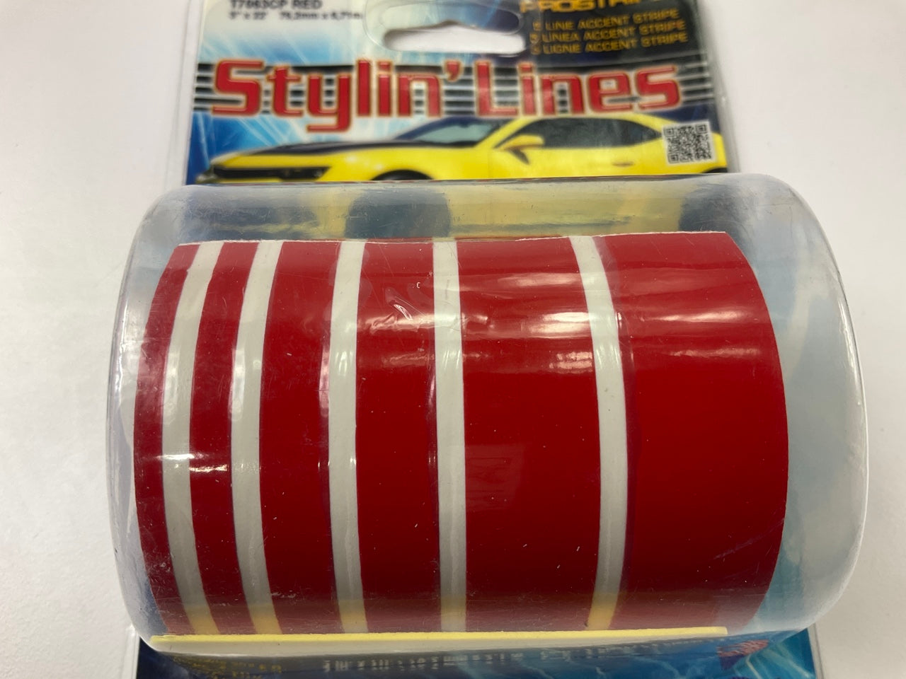 Trimbrite T7063CP Multistripe 3'' X 22' Vista Red Pinstripe Striping Tape