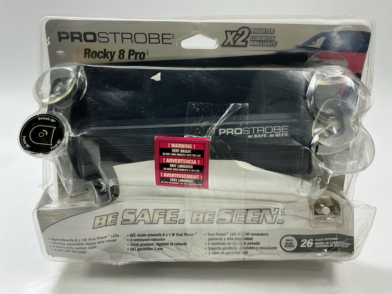 OPEN BOX Prostrobe Pro Plug & Play Windshield Mount Safety Strobe LED Light Lamp