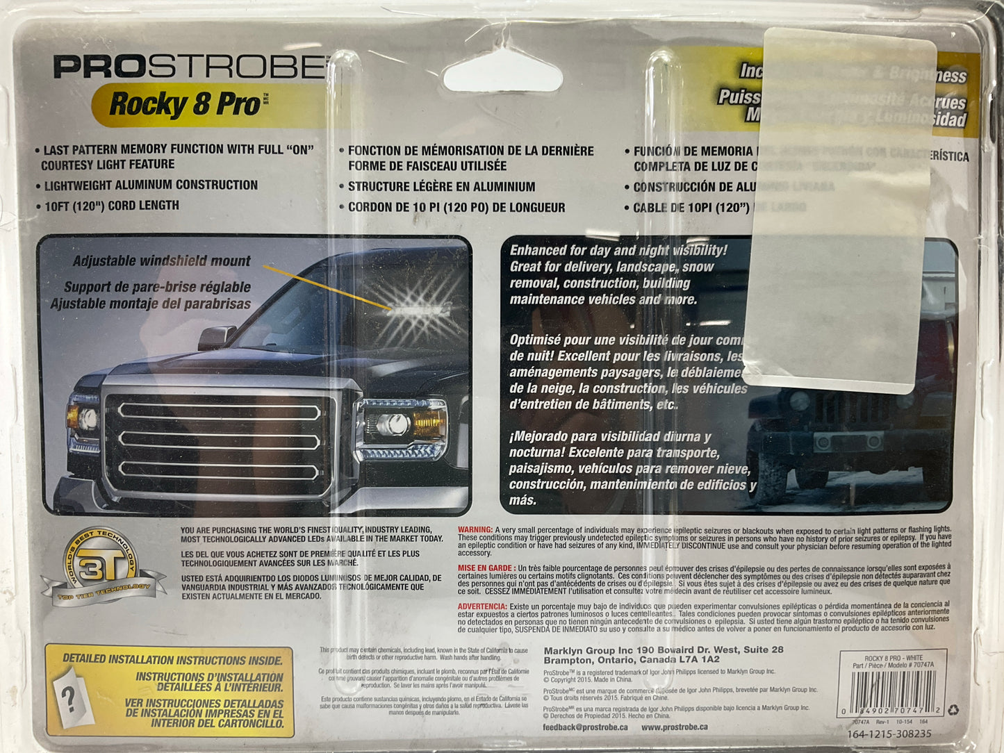 Prostrobe 70747A Pro Plug And Play Windshield Mount Safety Strobe LED Light Lamp