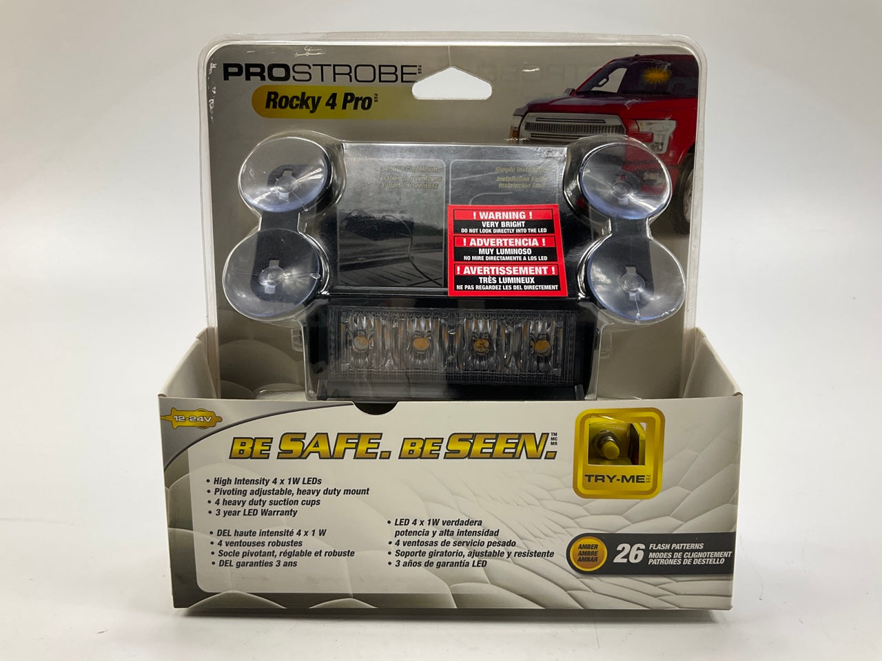 ProStrobe 70750 Rocky 4 Pro 12-24V Amber LED Dash Light, 26 Flash Patterns