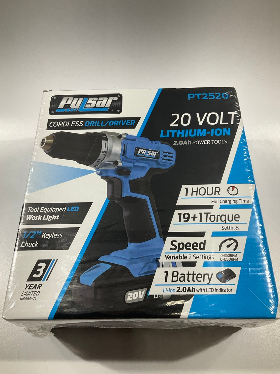 Pulsar PT2520 20V Cordless 2.0Ah Lithium-Ion Drill / Driver  1/2'' Chuck