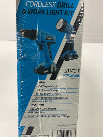 Pulsar PT25LK 20V Lithium-Ion Cordless Drill 3/8'' Chuck With Battery And Charger