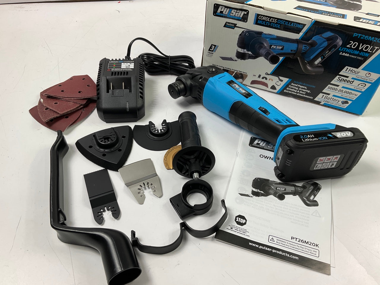 Pulsar PT26M20 20V Lithium Ion 6-Speed Oscillating Multi-Tool Kit W/ Battery