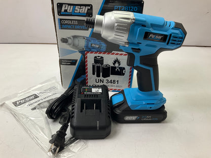 Pulsar PT28120 20V Cordless 2.0Ah Lithium-Ion 1/4'' Hex Impact Driver W/ Battery