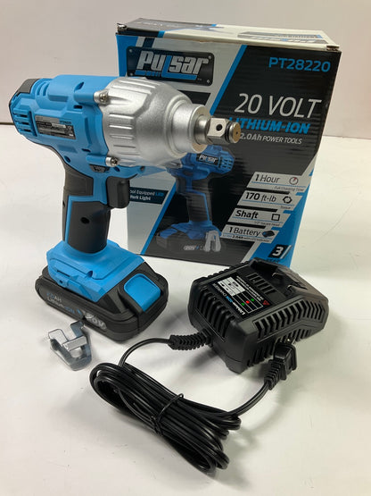 Pulsar PT28220 20V Lithium-Ion Cordless 1/2'' Impact Wrench With LED Spotlight