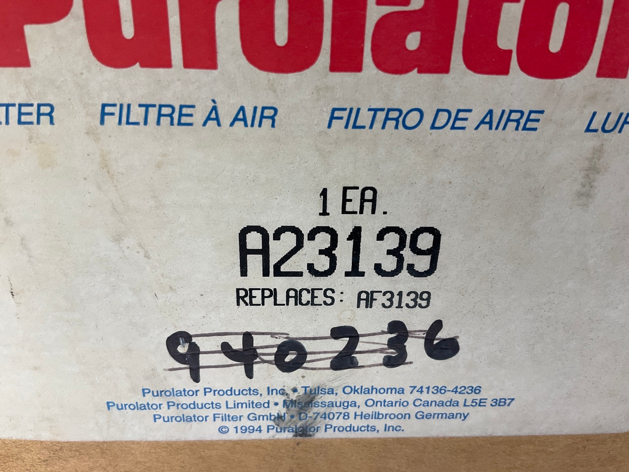 Purolator A23139 Engine Air Filter