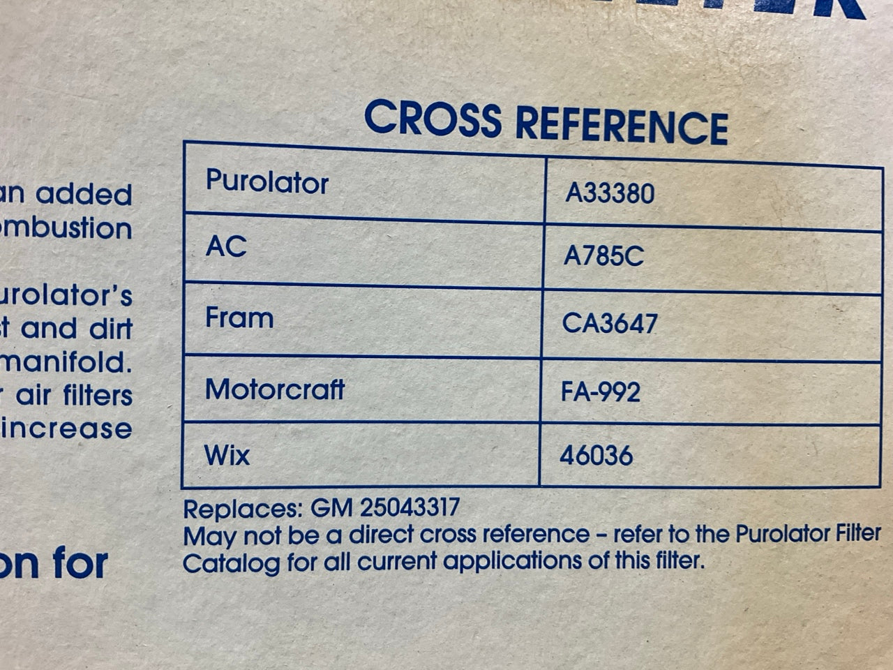 Purolator A33380 Air Filter