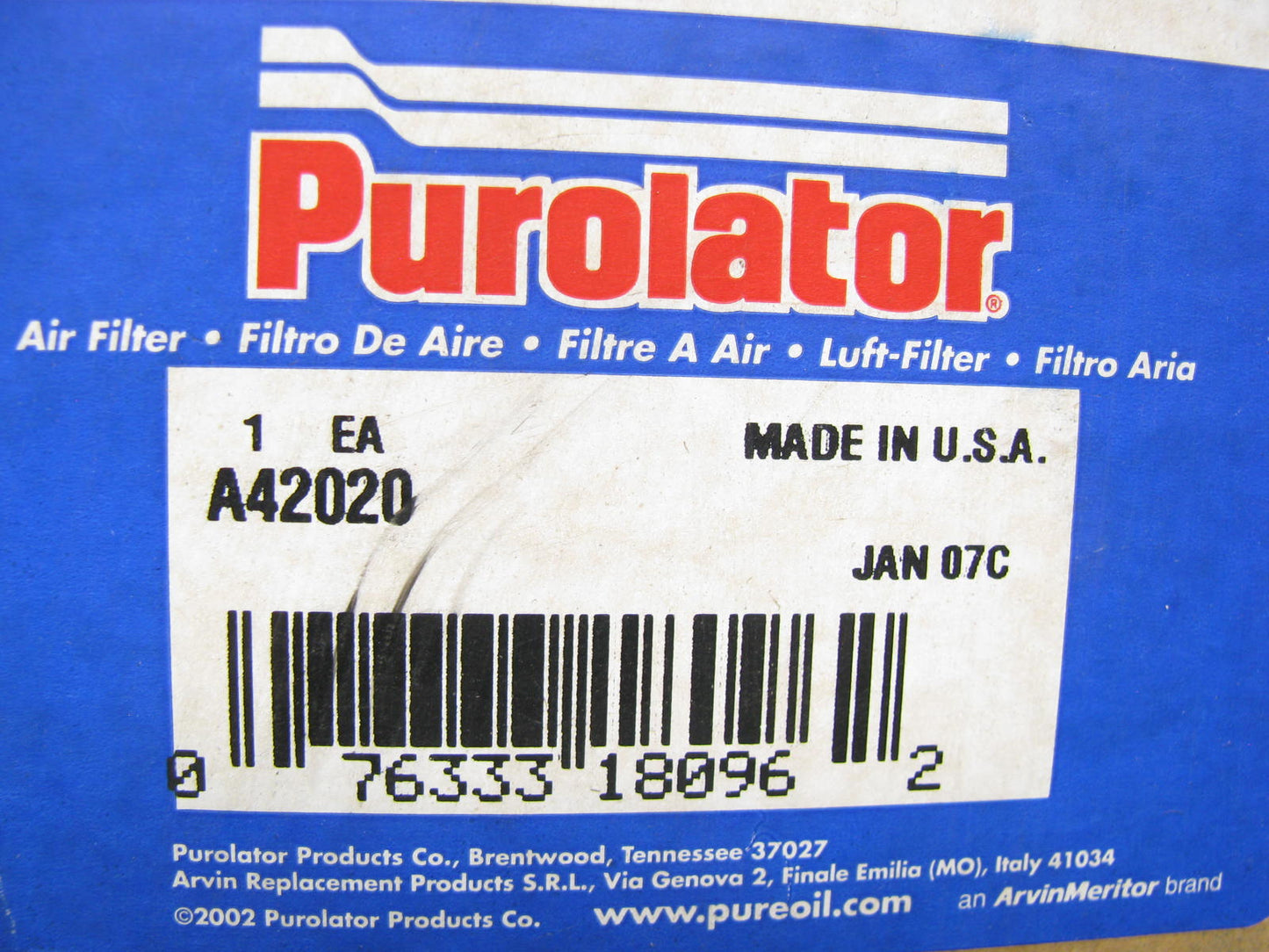 Purolator A42020  HD Metal-End Air Filter  Replaces CA218,  42003,