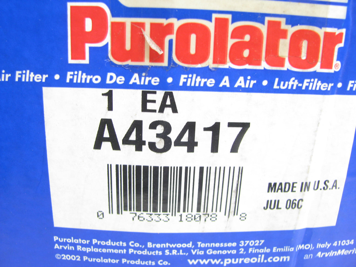 Purolator A43417 Metal-End Air Canister Air Filter For CAT Engines