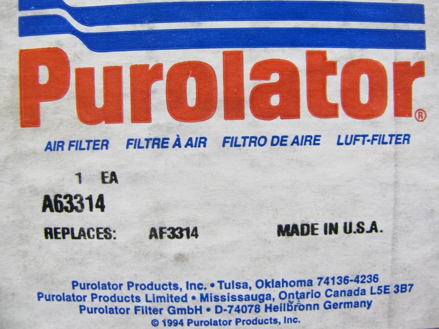 (2) Purolator A63314 Air Filter Replaces CA7137SY 42921 AF744 AF4589 PA1981