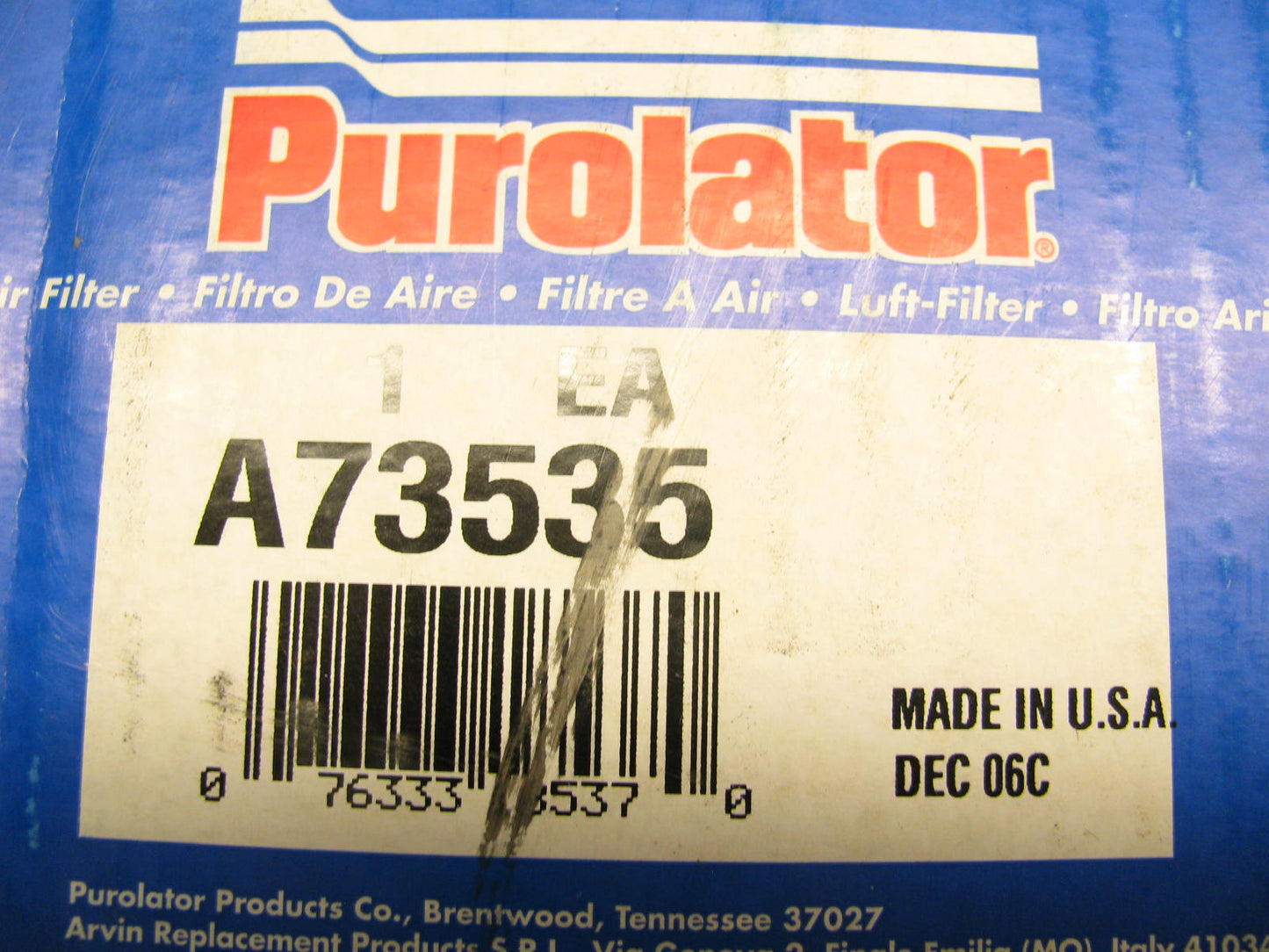 Purolator A73535 INNER Air Filter Replaces A2816C 37399 A63535