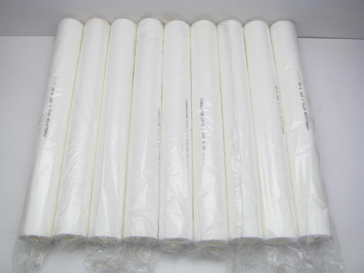 (9) Purolator EPC5-20 Epic C 5 Micron 20'' Long Industrial Sediment Filters