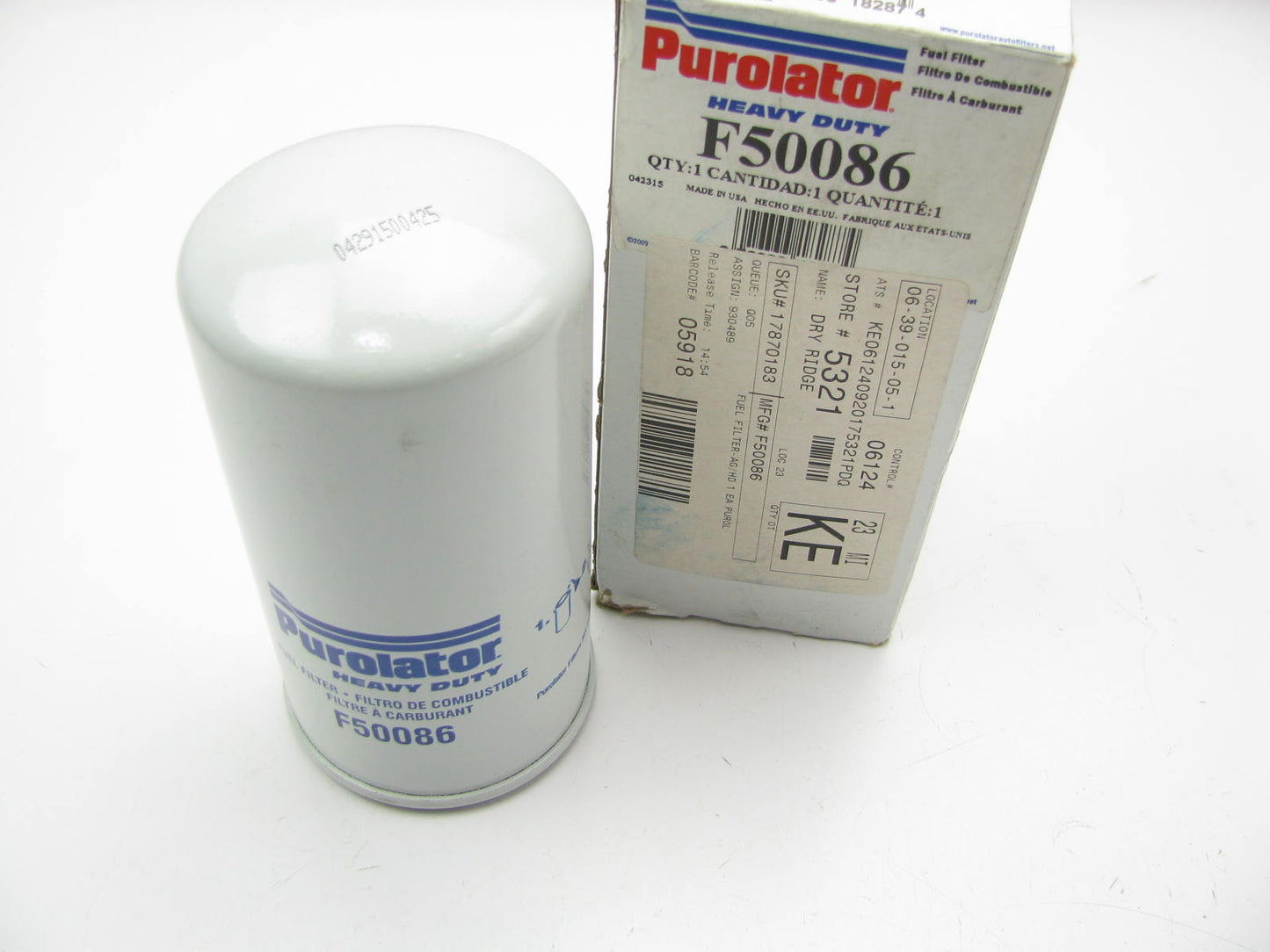Purolator F50086 Fuel Filter Replaces P1129A BF7663 FF5156 FF827 LFF8928 86373