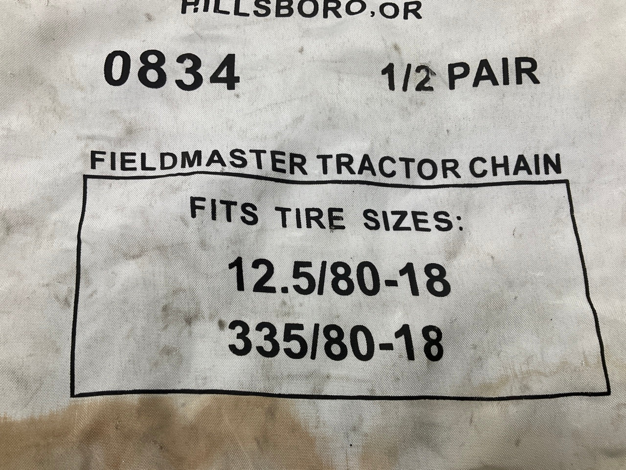 Quality Chain 0834 Tire Snow Chain PAIR FieldMaster Tractor 12.5/80-18, 12.5-18