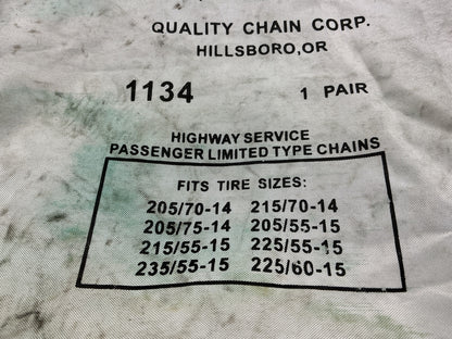 Quality Chain 1134 Tire Snow Chains PAIR 225/45-17, 205/50-17,205/55-17