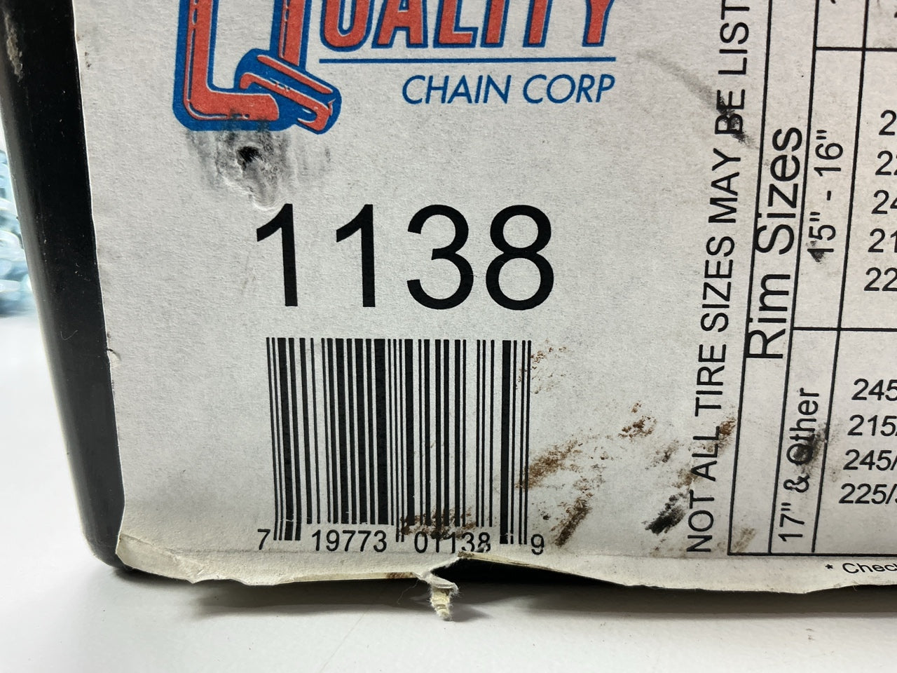 Quality Chain 1138 Tire Snow Chains 225/45-18, 245/40-18, 235/40-18, 255/35-18
