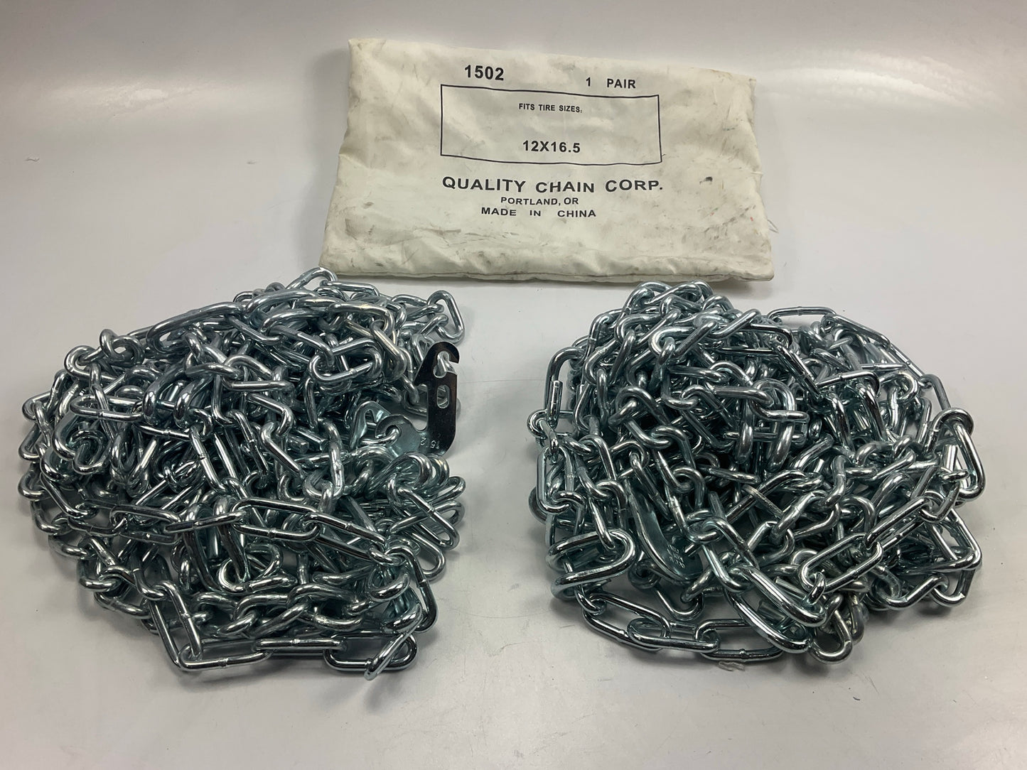 Quality Chain 1502 Skid Steer Tire Snow Traction Chains, PAIR, 12-16.5 Tires