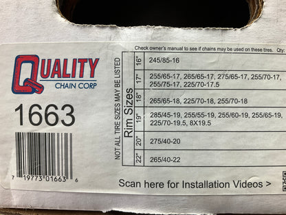 Quality Chain 1663 Tire Snow Chain PAIR 275/65-17, 265/65-17, 255/65-17