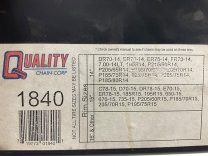 Quality Chain 1840 Tire Snow Chains PAIR 215/50-17 205/60-16 205/60-15 205/75-14