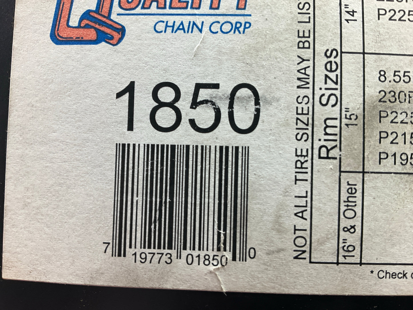 Quality 1850 Tire Snow Chains PAIR 235/75-15, 225/75-15, 205/75-15, 235/70-15