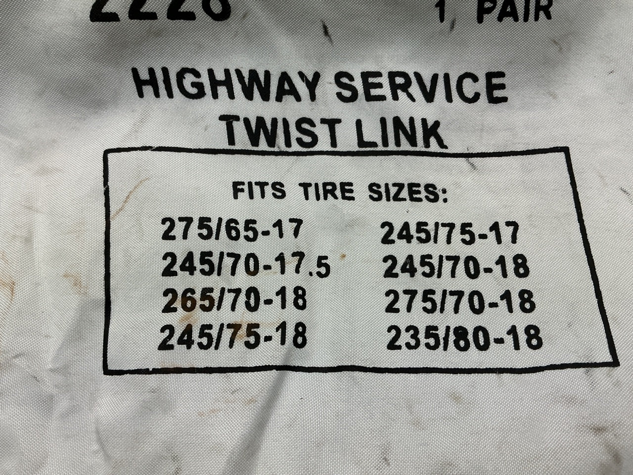 Quality Chain 2228 Tire Snow Chains 275/70-17, 265/70-17, 275/60-20, 275/55-20