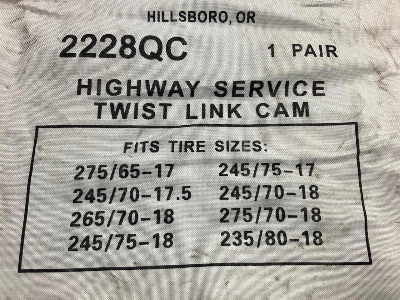 Quality Chain 2228QC Tire Snow Chains PAIR 275/65-18, 265/70-18, 265/65-18