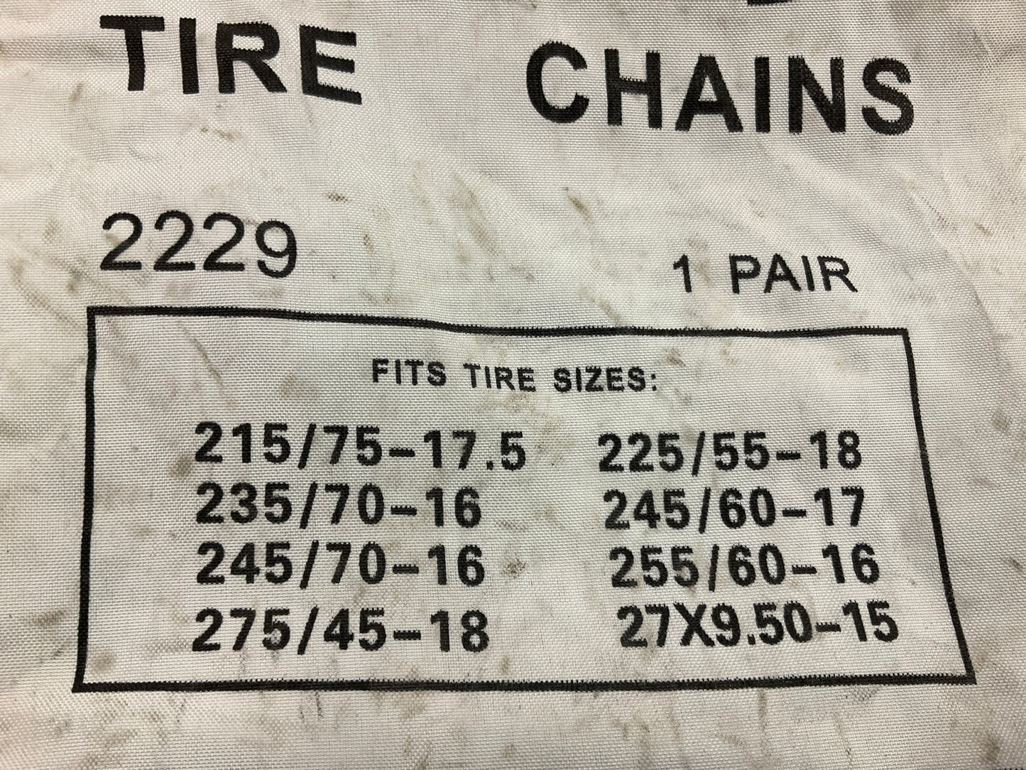 Quality 2229 Tire Snow Chains PAIR 245/70-16, 235/65-17, 235/55-18,  275/60-15