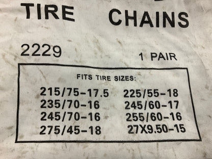 Quality 2229 Tire Snow Chains PAIR 245/70-16, 235/65-17, 235/55-18,  275/60-15