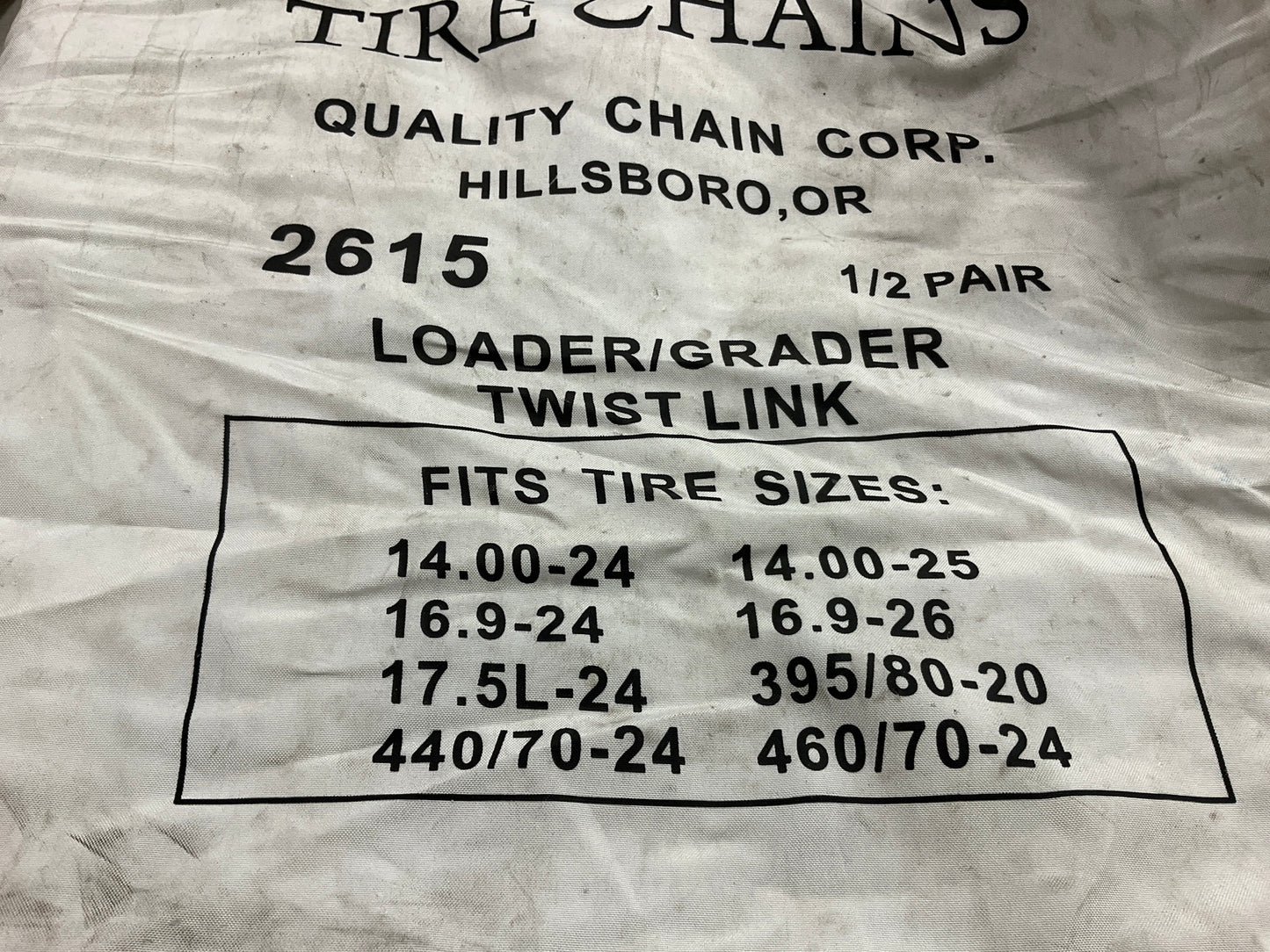 Quality Chain 2615 Tire Snow Chain 1/2 Pair - 14.00-24, 14.00-25, 16.9-24