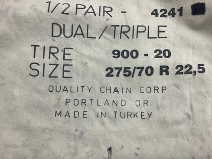 Quality Chain Corp 4241 Tire Snow Chain 1/2 Pair -  275/70R22.5, 900-20 Tire