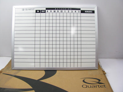 Quartet 711 15 Employee In / Out Time Meal Tracking Board W/ Remarks - 24'' X 18''