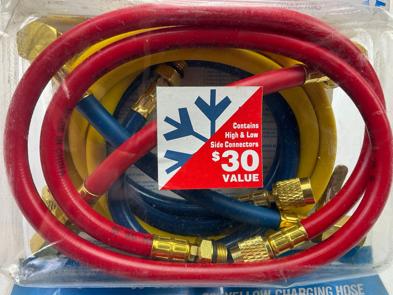 Quest 418 A/C Manifold Gauge Hose For 134, Blue Red & Yellow