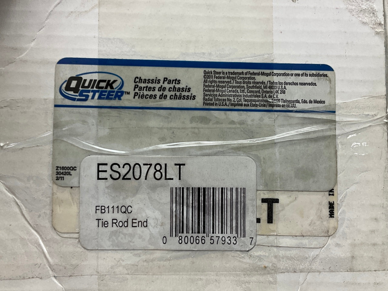 Quick Steer ES2078LT Steering Tie Rod End - Front Left Outer