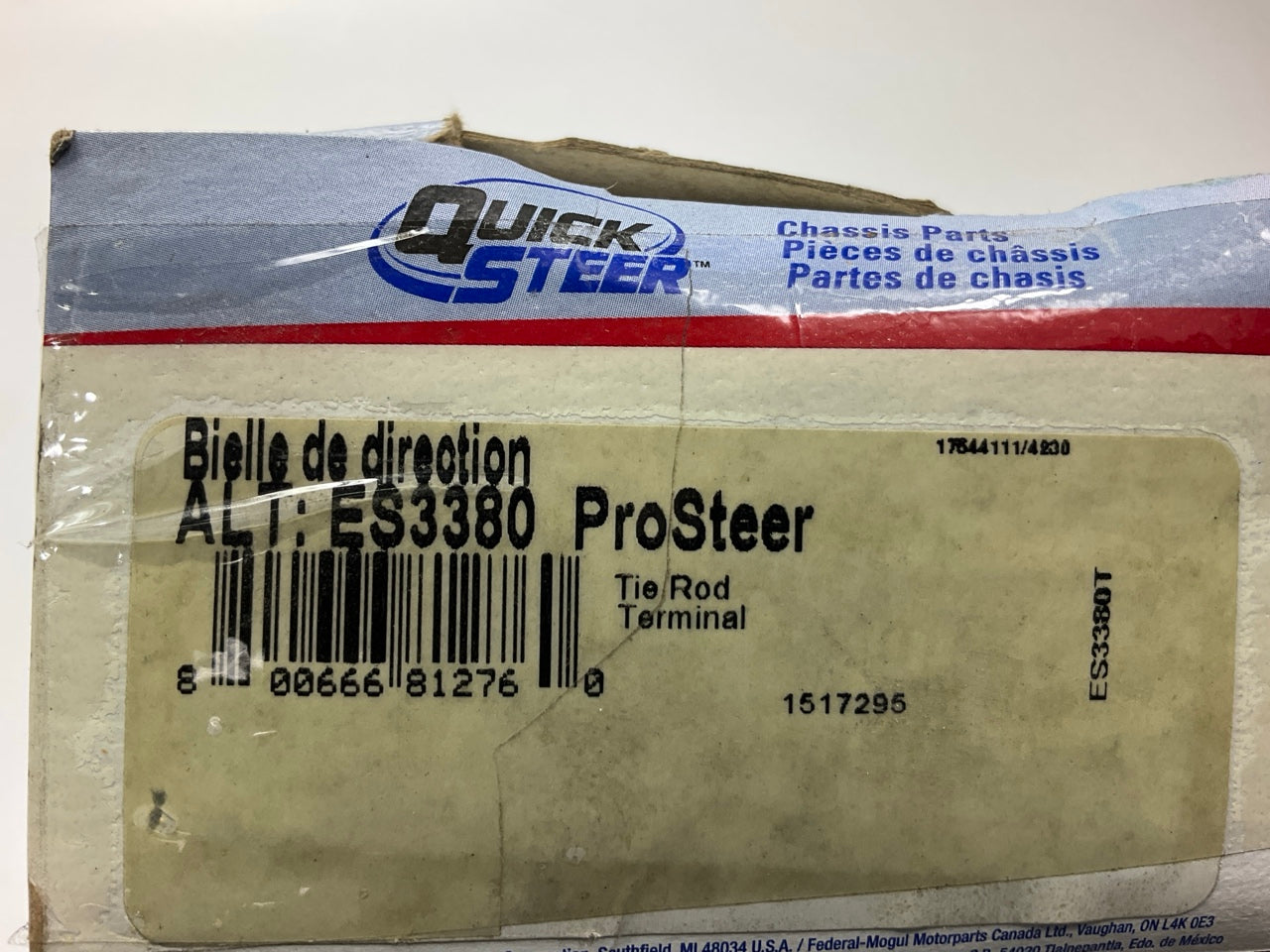 Quick Steer ES3380 Front Inner Steering Tie Rod End