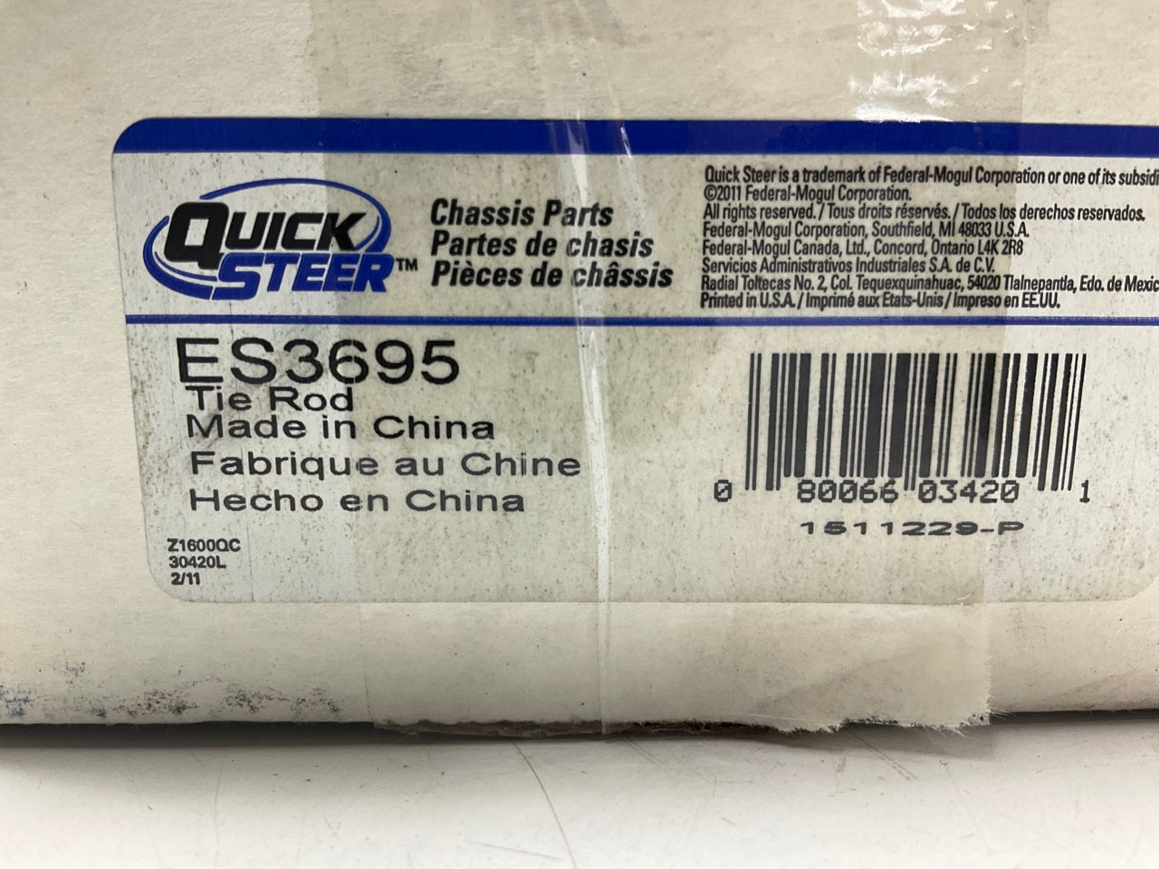 (2) Quick Steer ES3695 Front Outer Steering Tie Rod End