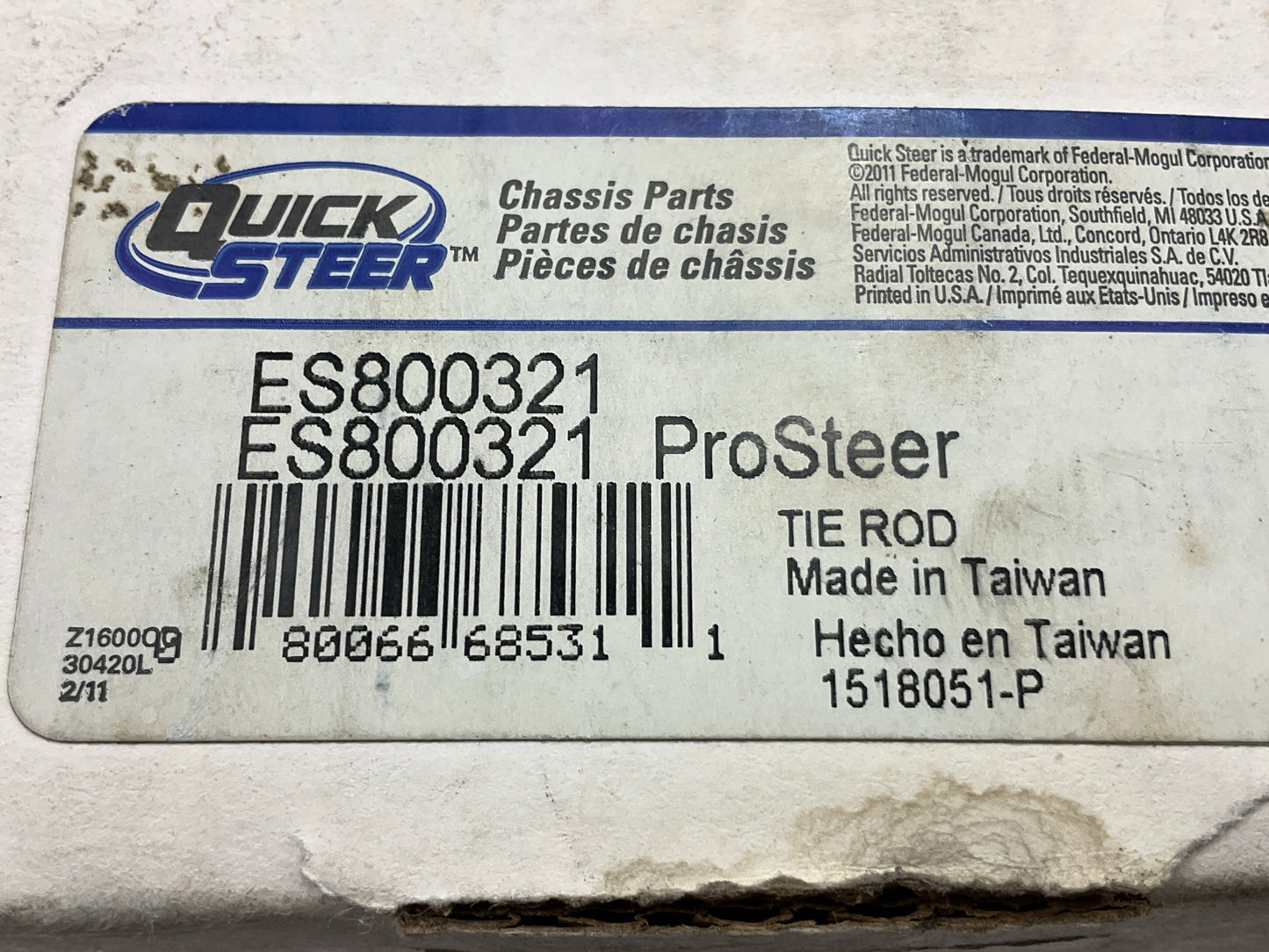 (2) Quick Steer ES800321 Steering Tie Rod End - Front Outer