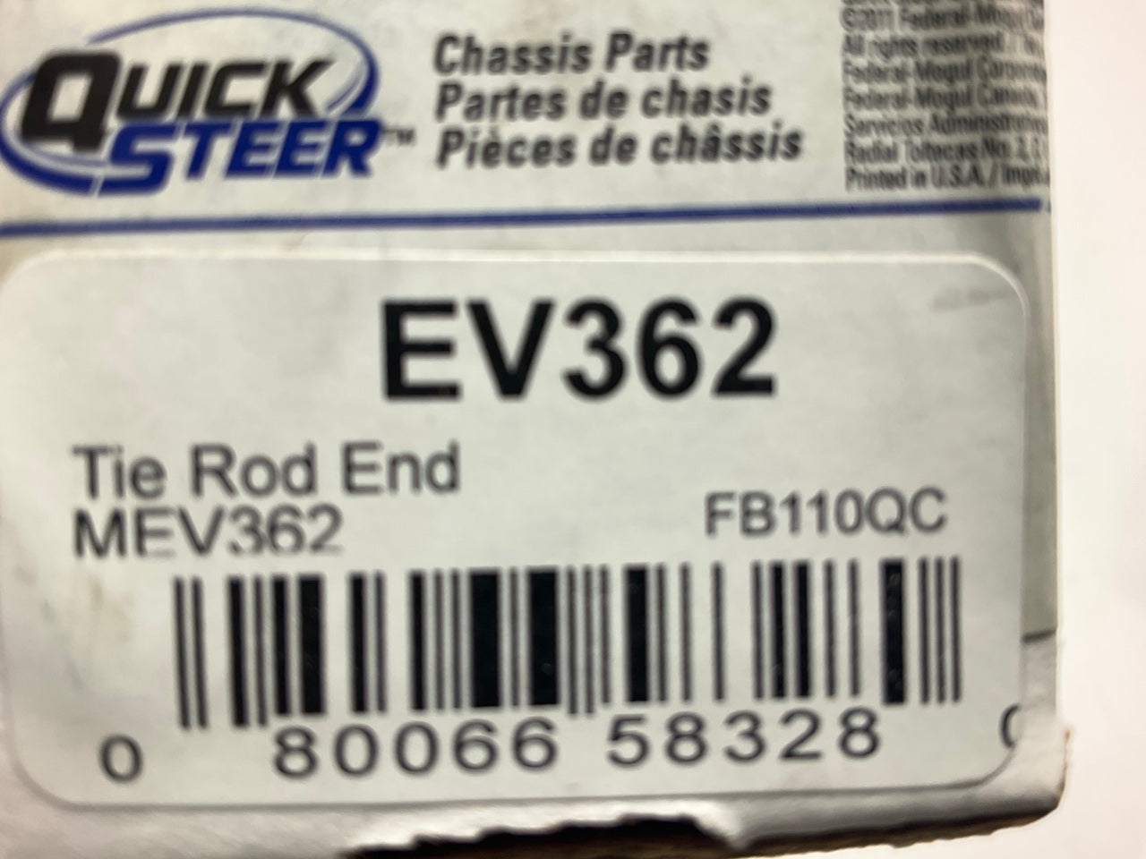 (2) Quick Steer EV362 Steering Tie Rod End - Front Inner