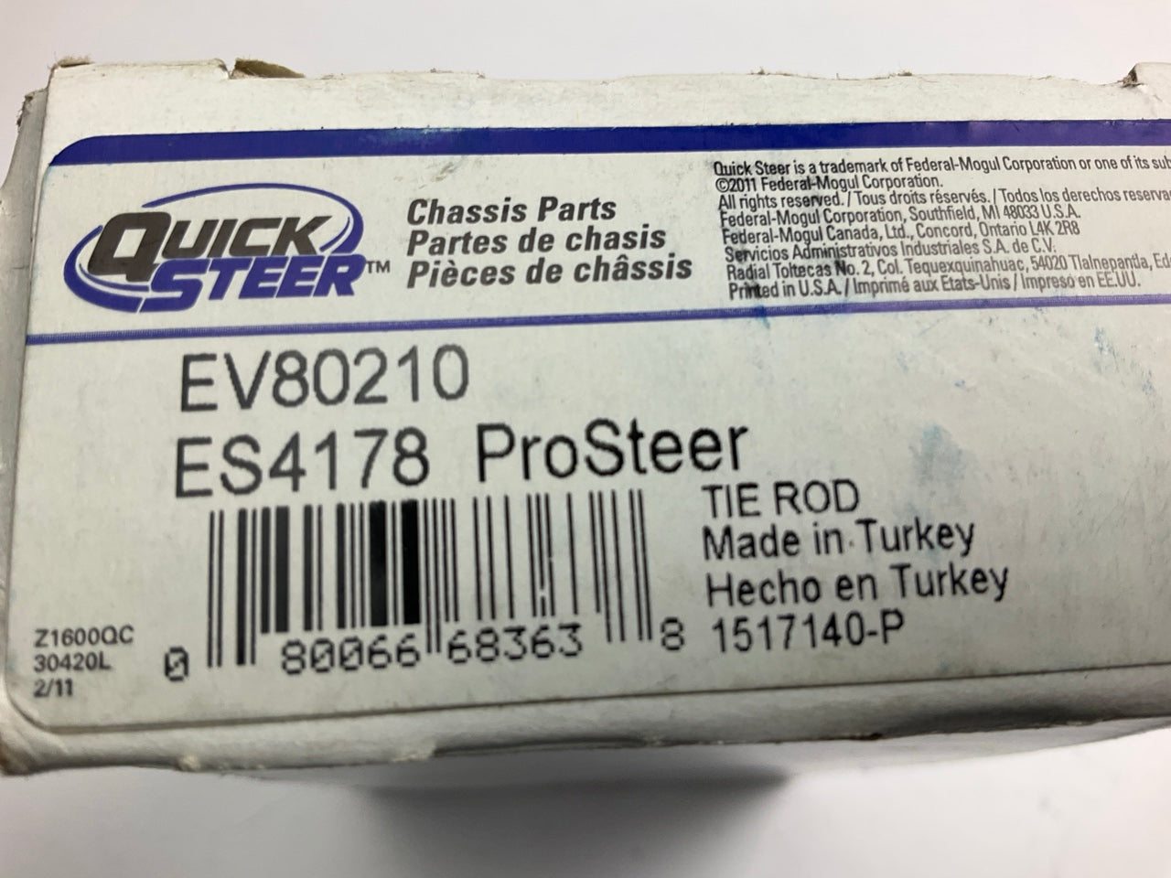 Quick Steer EV80210 Front Inner Steering Tie Rod End