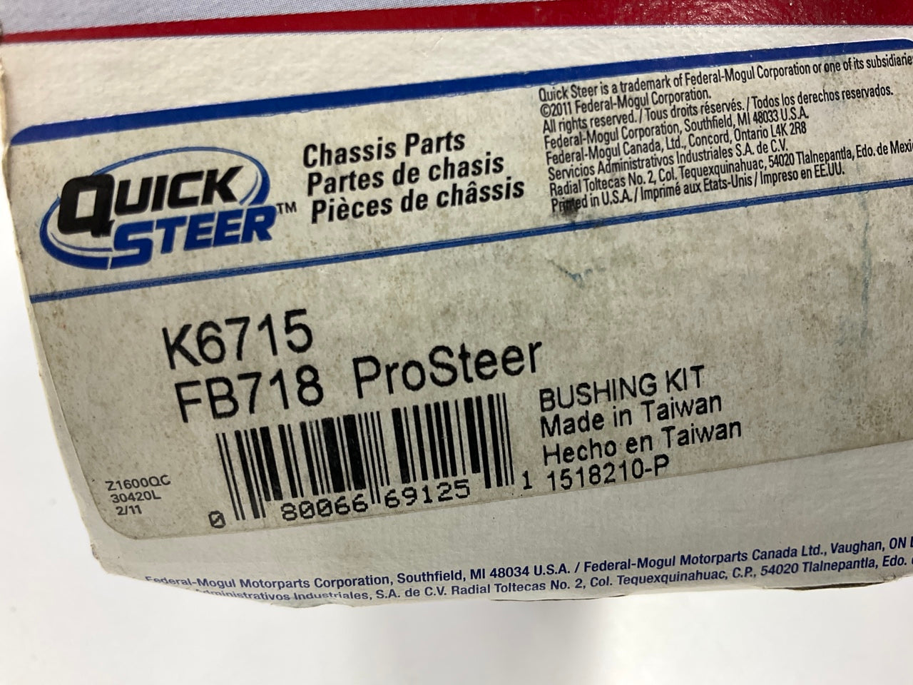 Quick Steer K6715 Suspension Control Arm Bushing, Front Lower Rearward