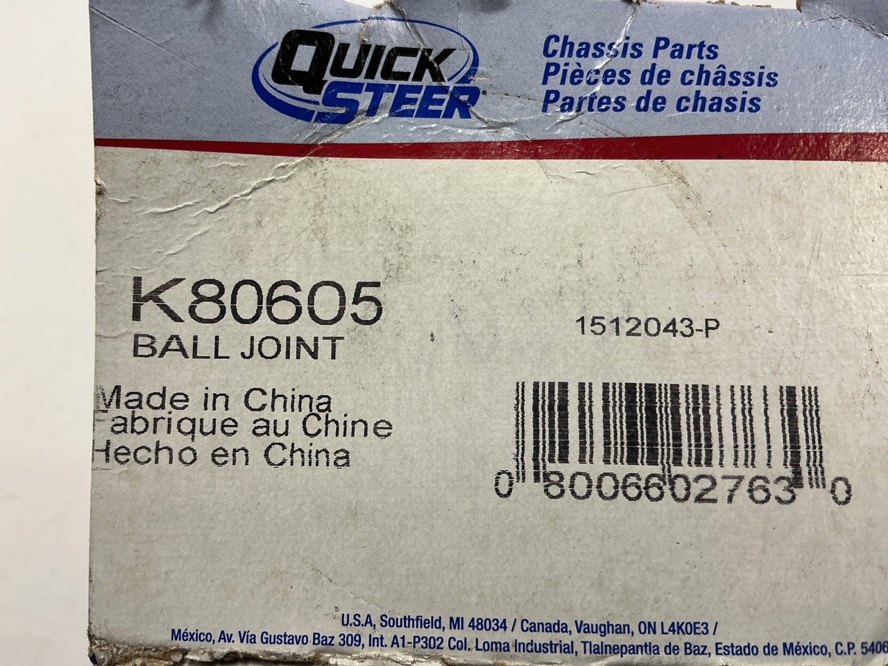 Quick Steer K80605 Suspension Ball Joint, Front Lower