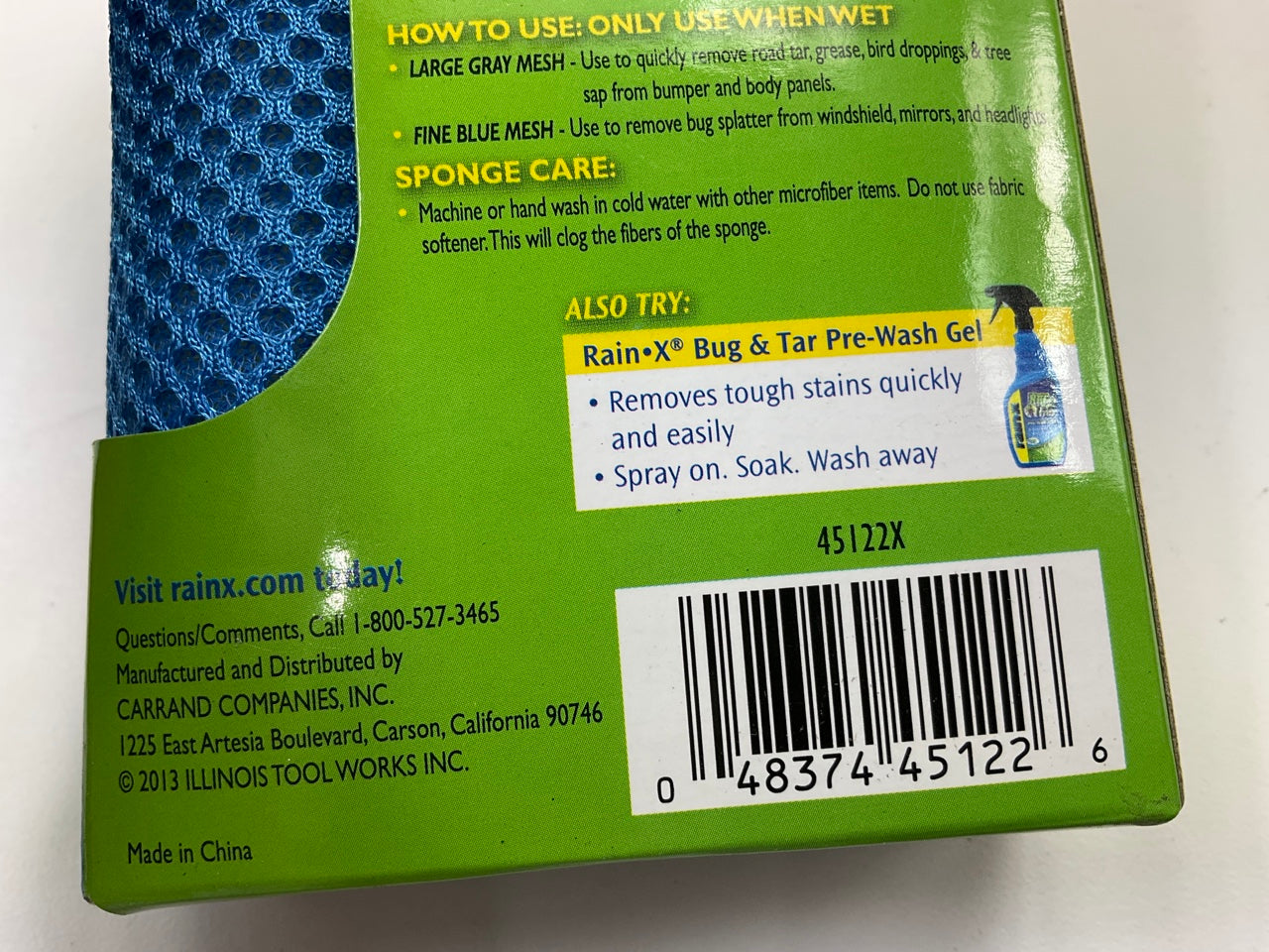 (2) Rain-x 45122X 2-Sided Automotive Bug Grime And Tar Sponge