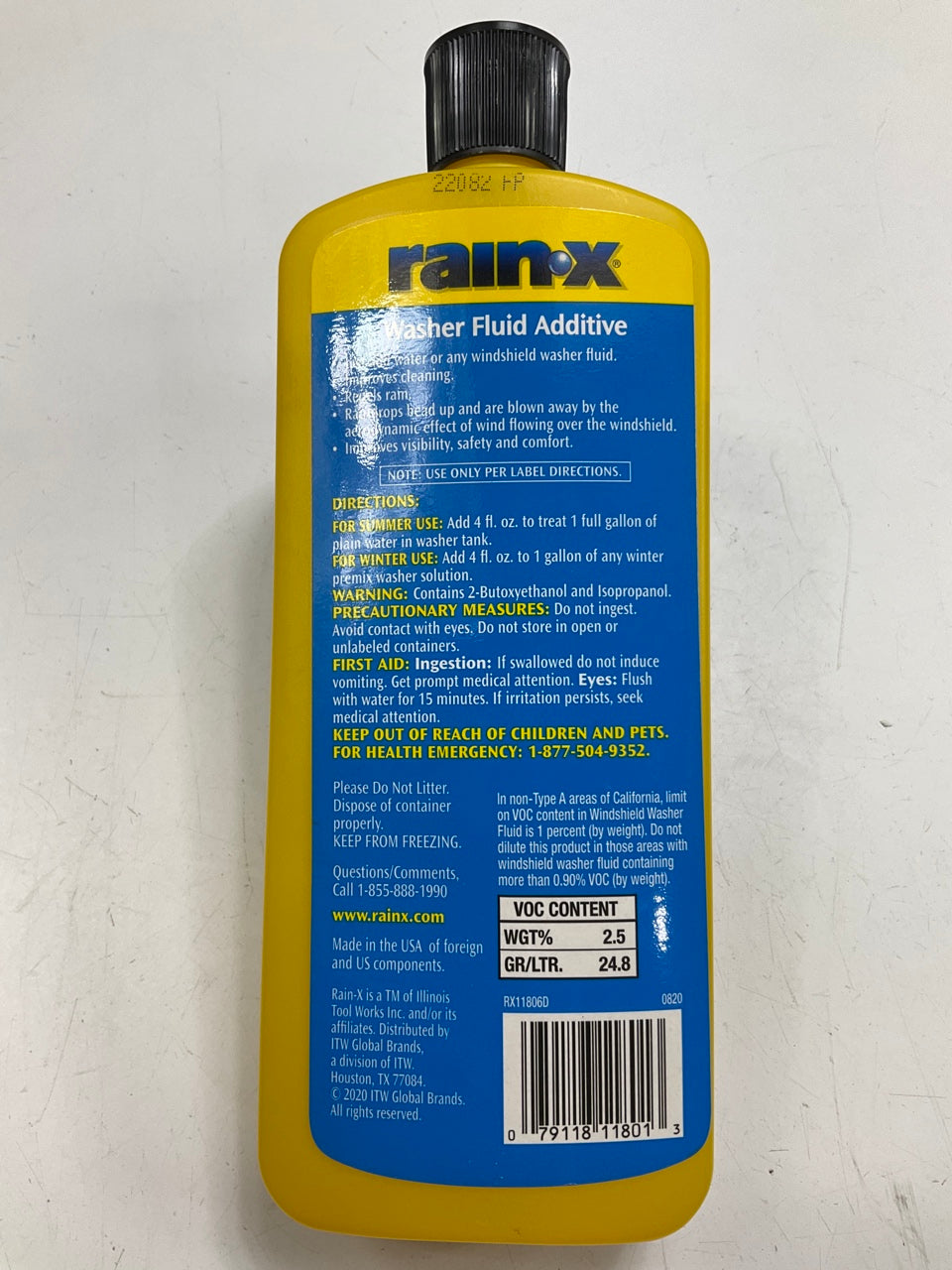 (2) Rain-x RX11806D Windshield Washer Fluid Additive, 16.9 OZ