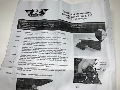 Rampage 87135 Tailgate Tonneau Bar Kit For 2007-2018 Wrangler (JK)